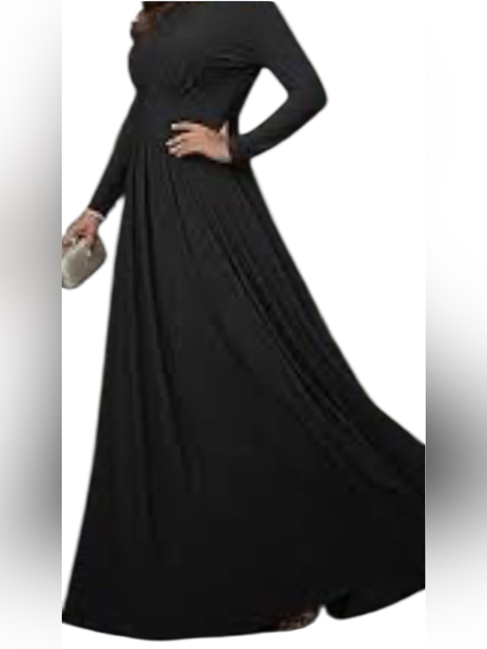 H&M Black Long-Sleeve open back detail Maxi Dress